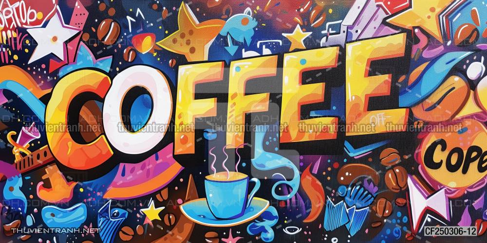  Tranh dán tường Cafe, tranh dán tường chữ Cafe - Tranh tường chất lượng cao