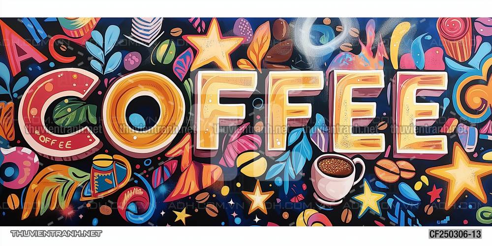  Tranh dán tường Cafe, tranh dán tường chữ Cafe - Tranh tường chất lượng cao