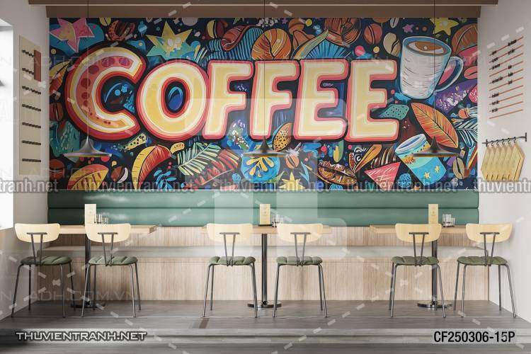  Tranh dán tường Cafe, tranh dán tường chữ Cafe - Tranh tường chất lượng cao
