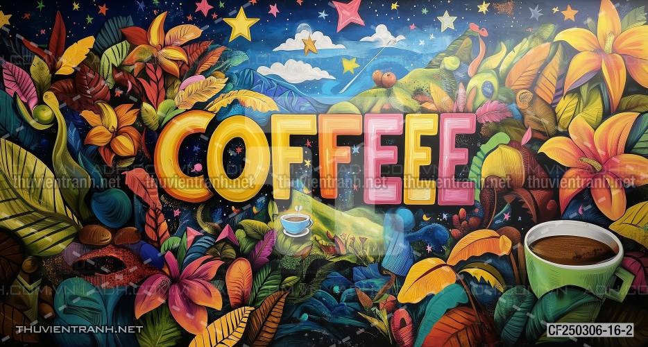  Tranh dán tường Cafe, tranh dán tường chữ Cafe - Tranh tường chất lượng cao