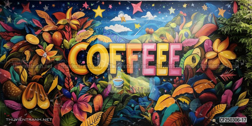  Tranh dán tường Cafe, tranh dán tường chữ Cafe - Tranh tường chất lượng cao