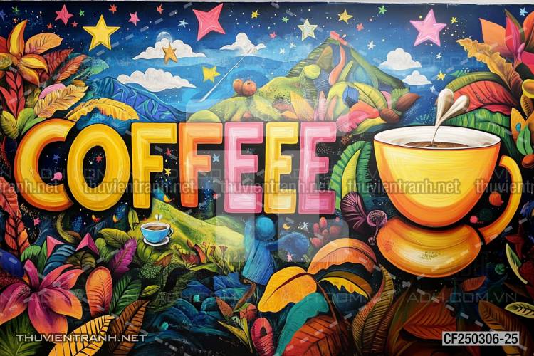  Tranh dán tường Cafe, tranh dán tường chữ Cafe - Tranh tường chất lượng cao
