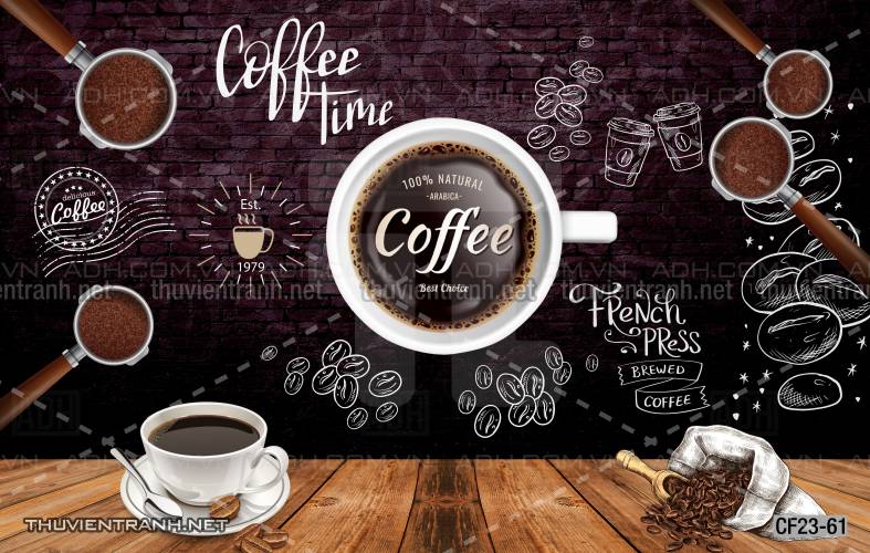  Tranh dán tường Cafe, tranh dán tường cô gái uống cafe - Tranh tường chất lượng cao