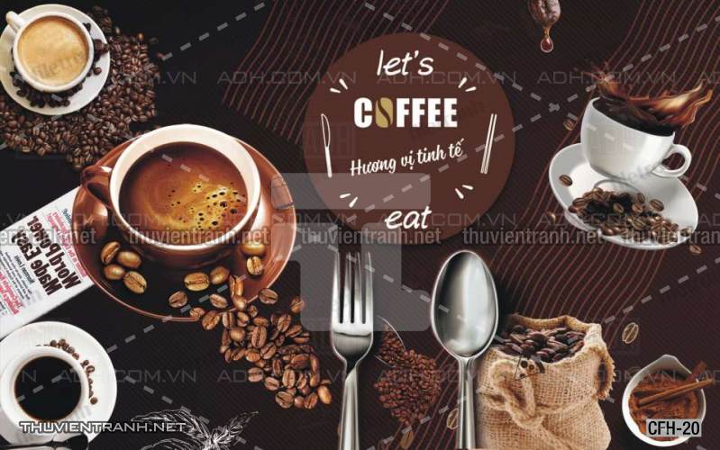 Tranh dán tường Quán Cafe, Trà Chanh, Trà sữa - Tranh tường chất lượng cao