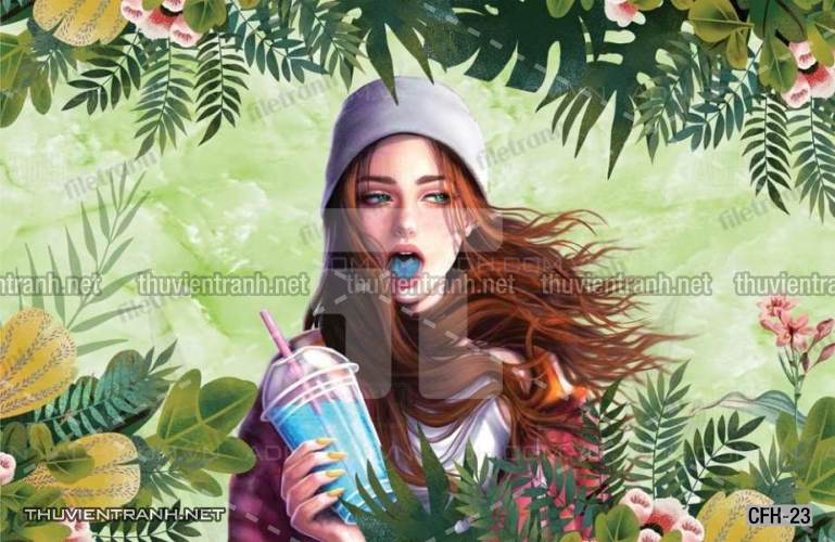 Tranh dán tường Quán Cafe, Trà Chanh, Trà sữa - Tranh tường chất lượng cao