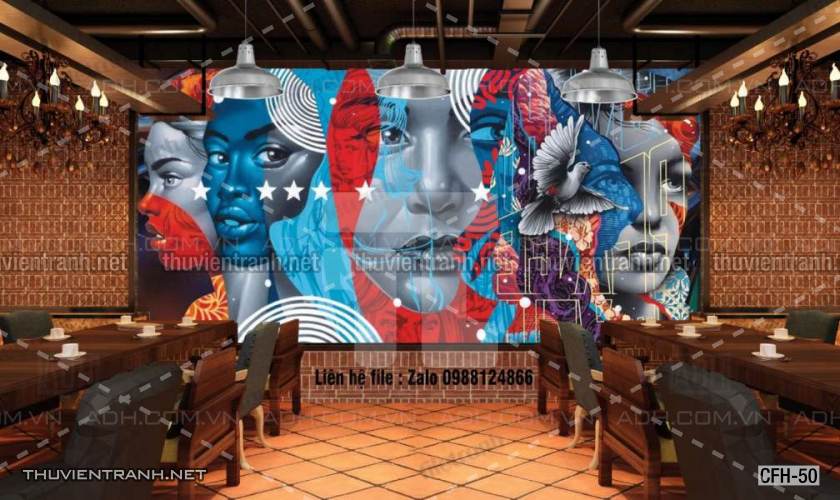 Tranh dán tường Quán Cafe, Trà Chanh, Trà sữa - Tranh tường chất lượng cao