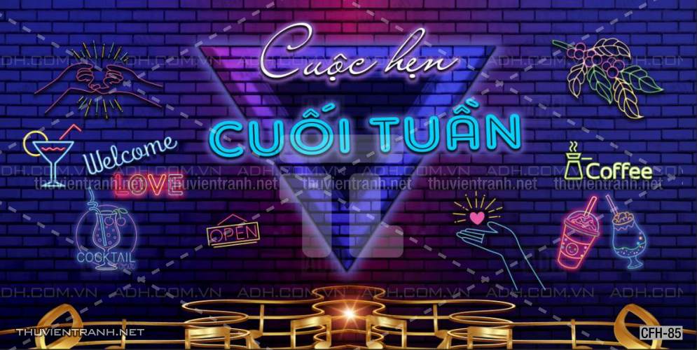 Tranh dán tường Quán Cafe, Trà Chanh, Trà sữa - Tranh tường chất lượng cao