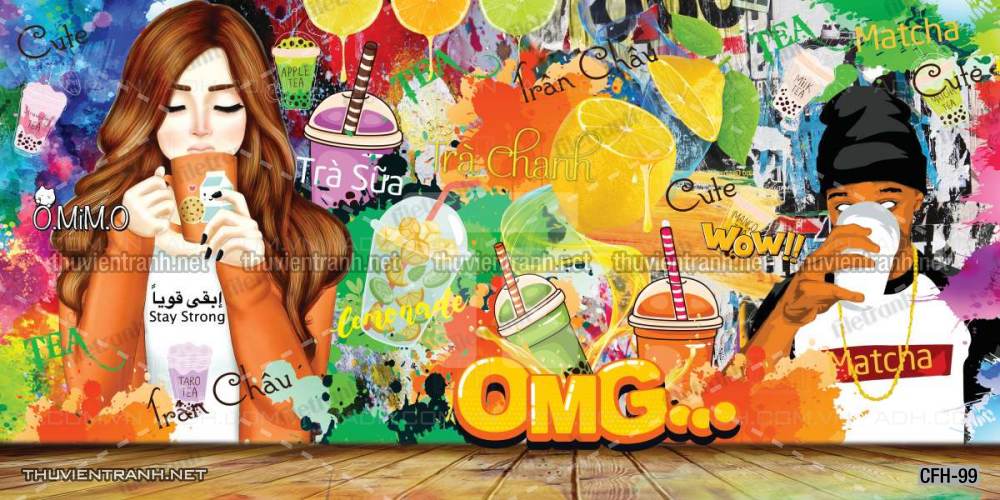 Tranh dán tường Quán Cafe, Trà Chanh, Trà sữa - Kết quả tìm kiếm tranh tường