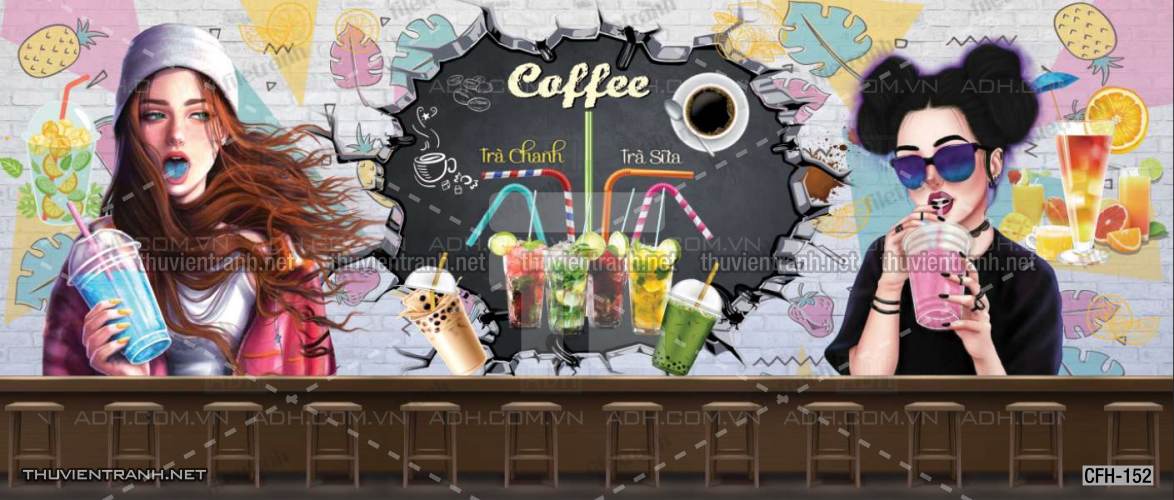  Tranh dán tường Quán Cafe, Trà Chanh, Trà sữa - Kết quả tìm kiếm tranh tường