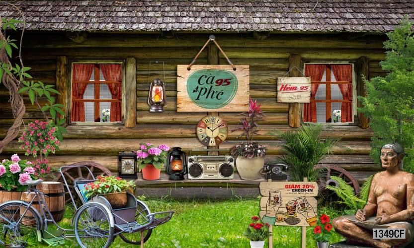  Tranh dán tường CAFE Phố Xưa,  - Tranh tường chất lượng cao