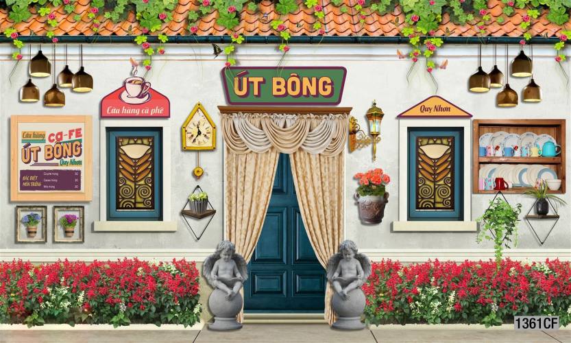  Tranh dán tường CAFE Phố Xưa,  - Tranh tường chất lượng cao