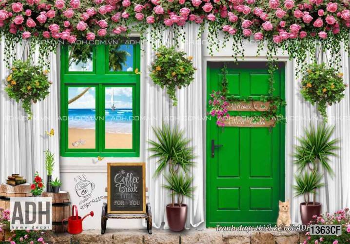  Tranh dán tường CAFE Phố Xưa - Tranh tường chất lượng cao