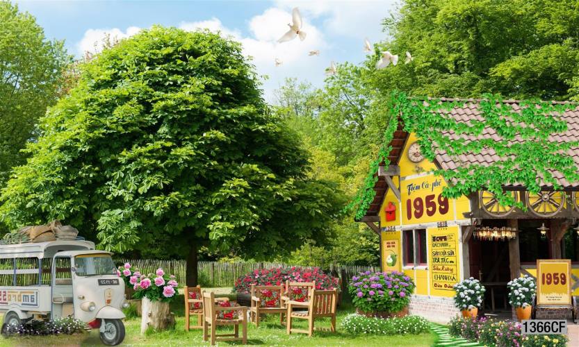  Tranh dán tường CAFE Phố Xưa - Tranh tường chất lượng cao