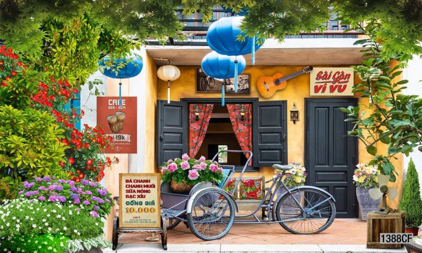  Tranh dán tường CAFE Phố Xưa - Tranh tường chất lượng cao