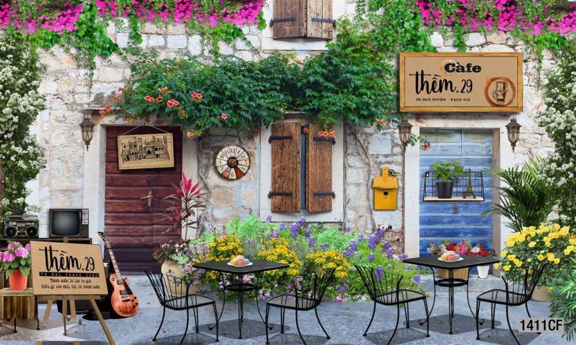  Tranh dán tường CAFE Phố Xưa - Tranh tường chất lượng cao