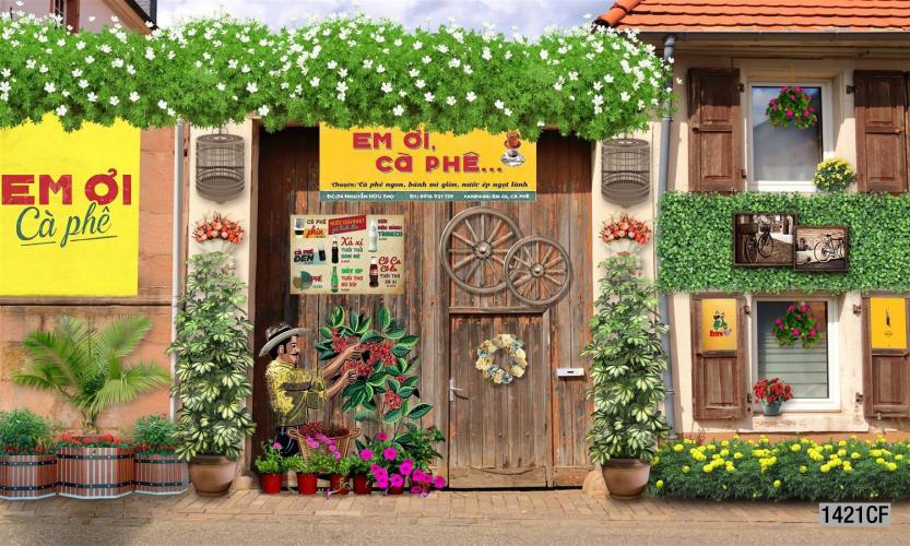  Tranh dán tường CAFE Phố Xưa - Tranh tường chất lượng cao