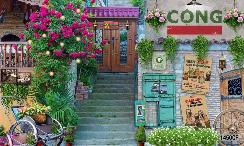 Tranh dán tường CAFE Phố Xưa - Tranh tường chất lượng cao