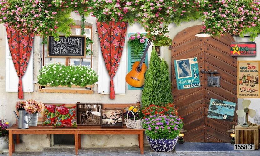 Tranh dán tường CAFE Phố Xưa - Tranh tường chất lượng cao