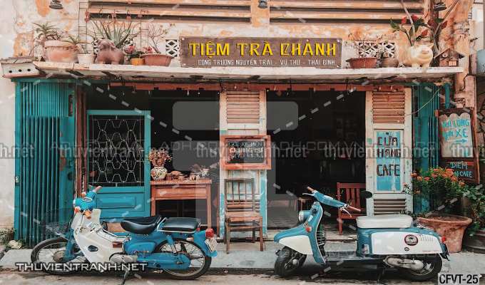 Tranh dán tường CAFE Phố Xưa - Tranh tường chất lượng cao