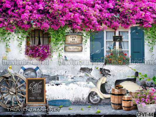 Tranh dán tường CAFE Phố Xưa - Tranh tường chất lượng cao