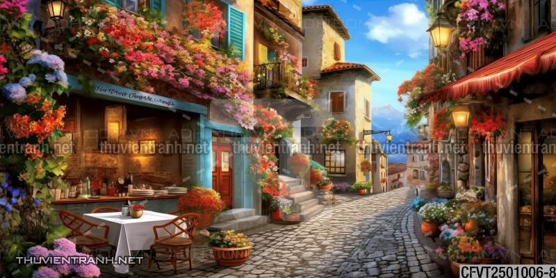 Tranh dán tường ngõ phố Châu ÂU, phố cổ Châu Âu - Kết quả tìm kiếm tranh tường