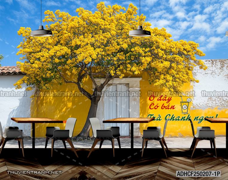  Tranh dán tường ngôi nhà xinh mộng mơ,  cửa nhà hoa leo  - Tranh tường chất lượng cao