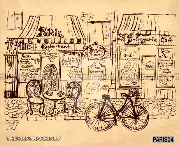Tranh dán tường ngôi nhà phố xưa, nhà phố vintage - Tranh tường chất lượng cao