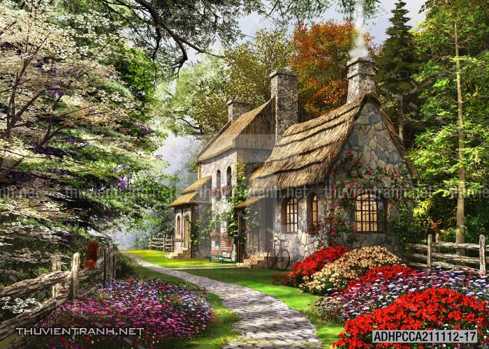 Phong cảnh đồng quê Châu Âu, Ngôi nhà nông thôn cottage - Kết quả tìm kiếm tranh tường