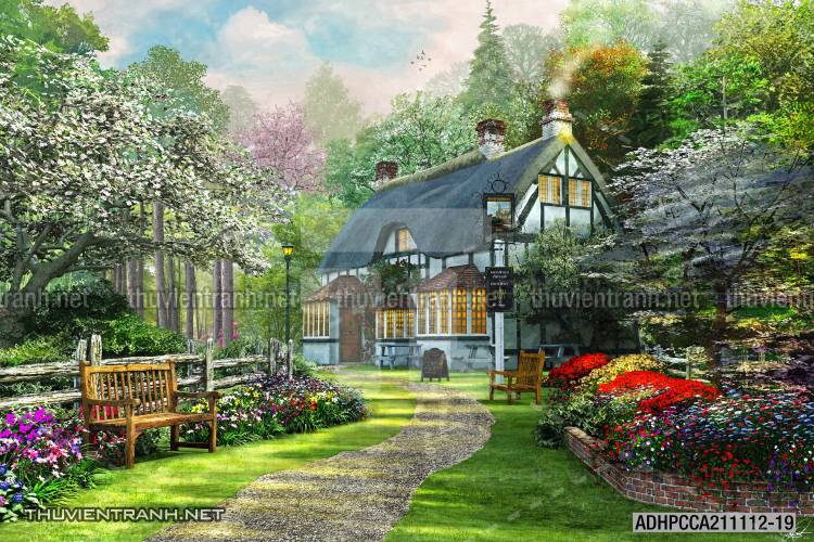 Phong cảnh đồng quê Châu Âu, Ngôi nhà nông thôn cottage - Kết quả tìm kiếm tranh tường
