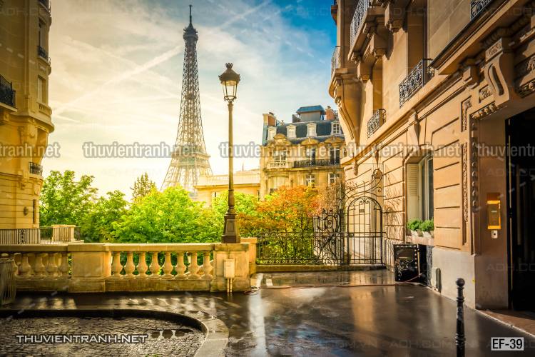 Tranh dán tường  Tháp Eiffel đẹp - Tranh tường chất lượng cao