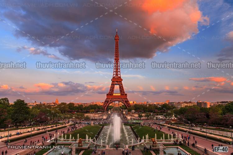 Tranh dán tường  Tháp Eiffel đẹp - Tranh tường chất lượng cao