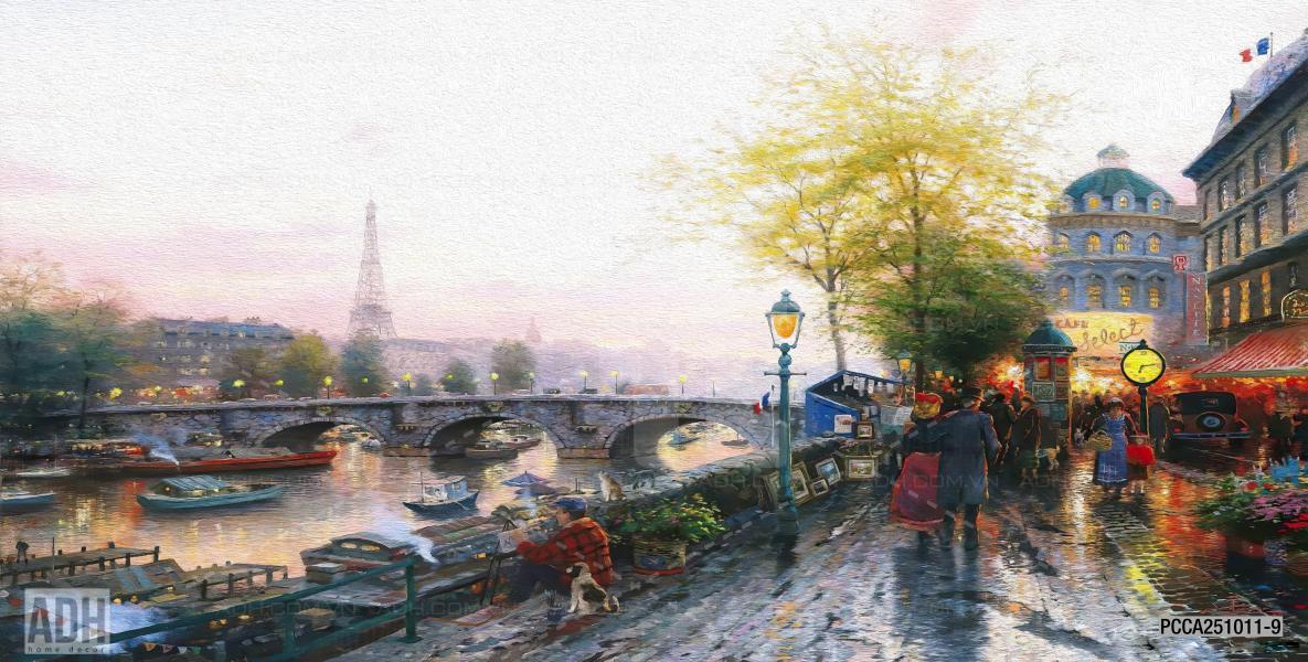 Tranh dán tường dãy phố cà phê châu Âu - Kết quả tìm kiếm tranh tường
