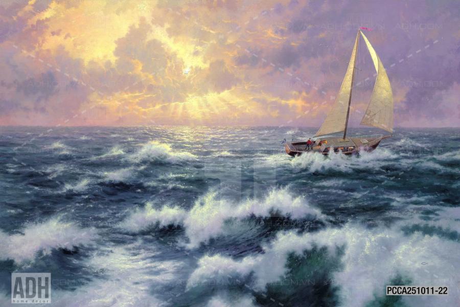 Tranh dán tường dãy phố cà phê châu Âu - Tranh tường chất lượng cao