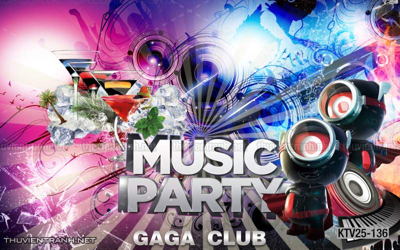  Tranh dán tường quán Karaoke, nền tường karaoke - Tranh tường chất lượng cao