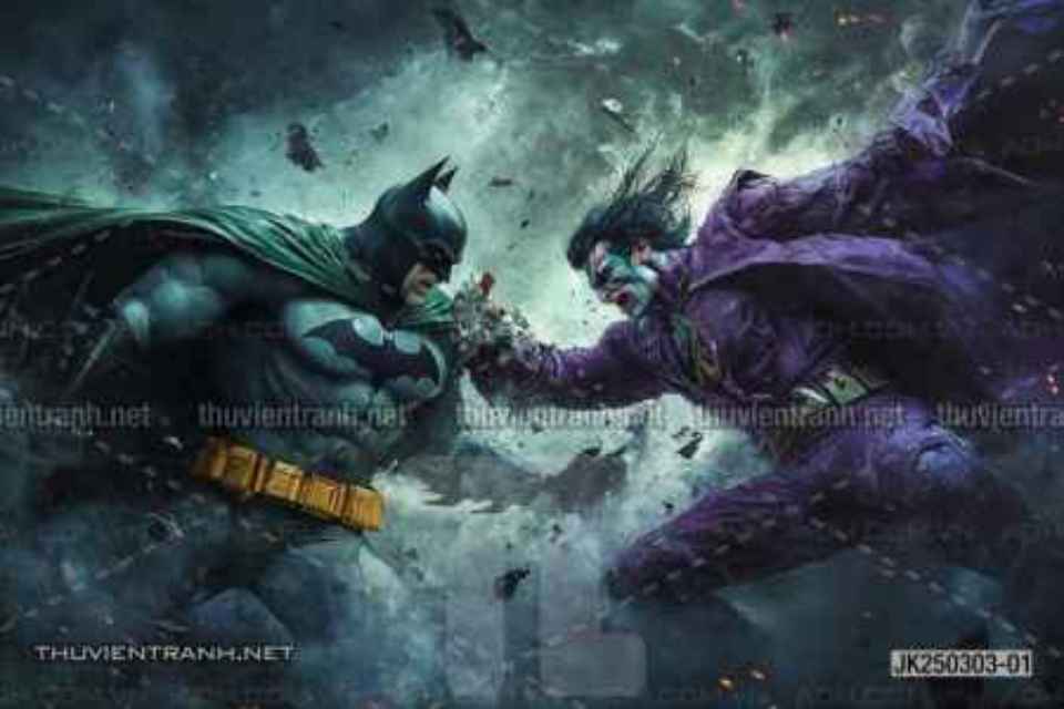 Tranh dán tường Club Bi-a, Joker, Người dơi Batman, Harley Quinn - Tranh tường chất lượng cao