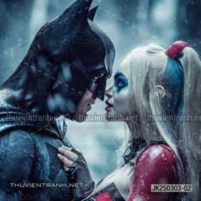 Tranh dán tường Club Bi-a, Joker, Người dơi Batman, Harley Quinn - Tranh tường chất lượng cao