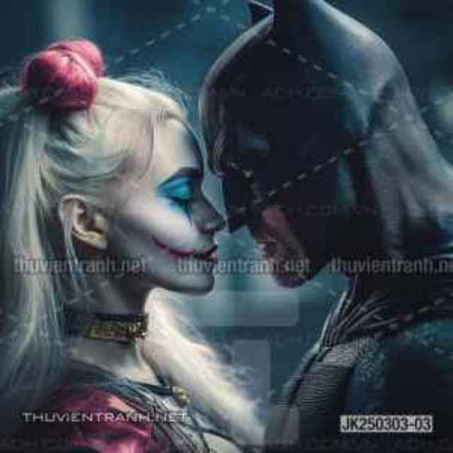 Tranh dán tường Club Bi-a, Joker, Người dơi Batman, Harley Quinn - Tranh tường chất lượng cao
