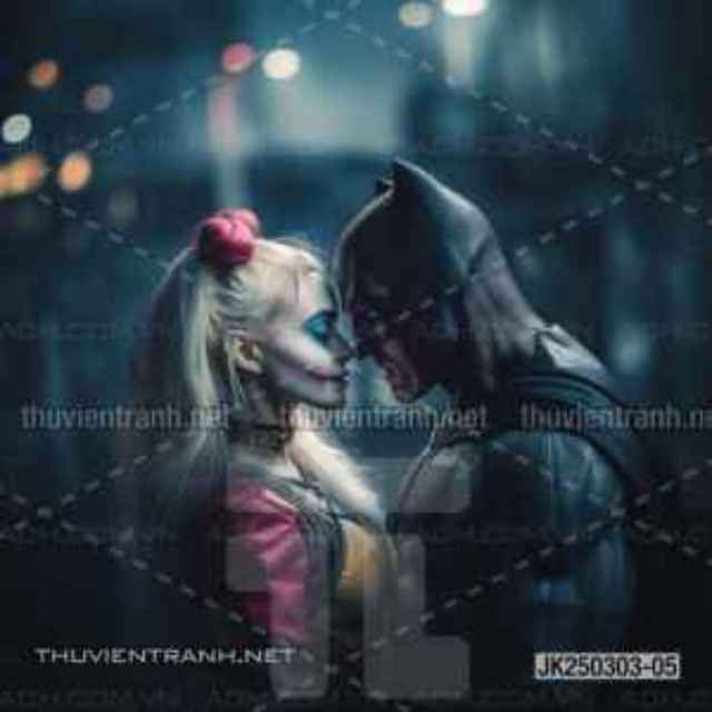 Tranh dán tường Club Bi-a, Joker, Người dơi Batman, Harley Quinn - Tranh tường chất lượng cao