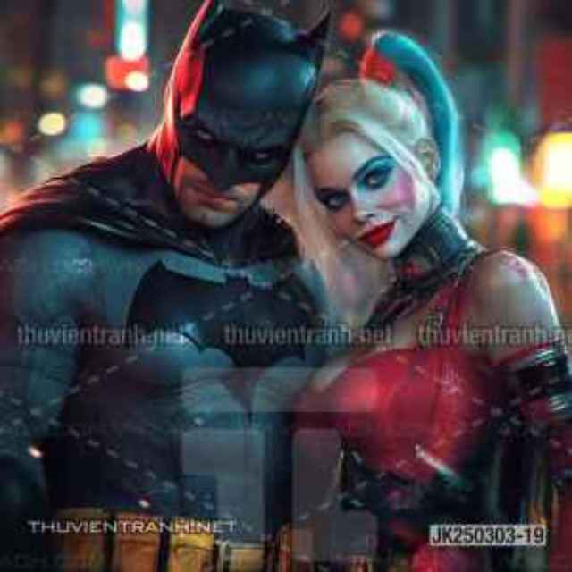 Tranh dán tường Club Bi-a, Joker, Người dơi Batman, Harley Quinn - Tranh tường chất lượng cao
