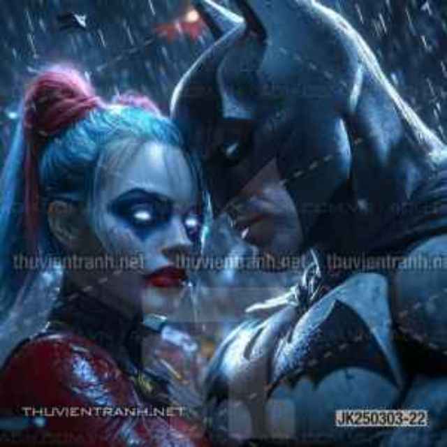 Tranh dán tường Club Bi-a, Joker, Người dơi Batman, Harley Quinn - Tranh tường chất lượng cao