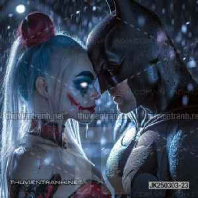 Tranh dán tường Club Bi-a, Joker, Người dơi Batman, Harley Quinn - Tranh tường chất lượng cao
