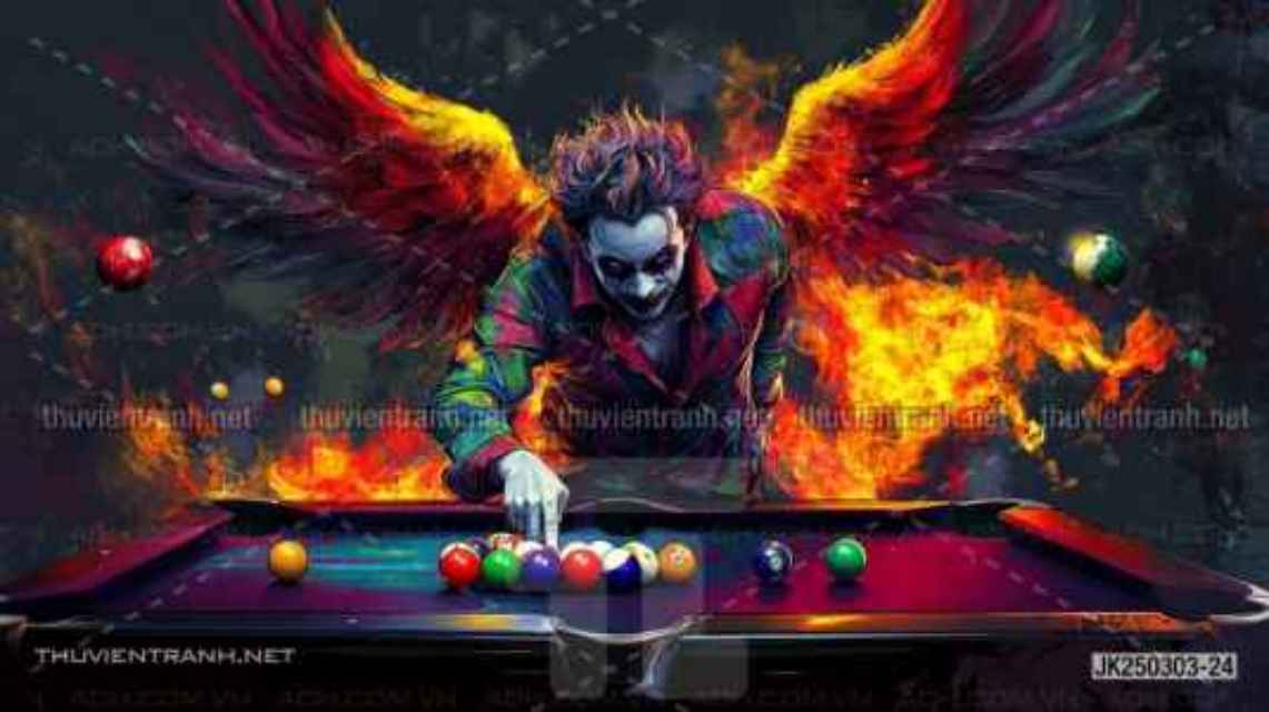 Tranh dán tường Club Bi-a, Joker, Người dơi Batman, Harley Quinn - Tranh tường chất lượng cao