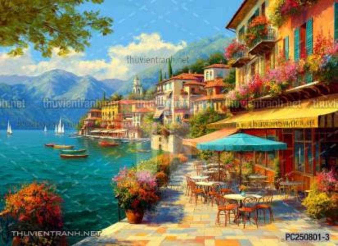 Tranh dán tường phong cảnh nông thôn Châu Âu - Tranh tường chất lượng cao