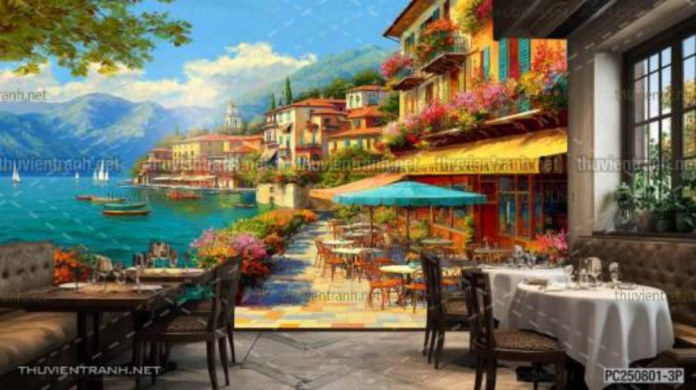 Tranh dán tường phong cảnh nông thôn Châu Âu - Tranh tường chất lượng cao