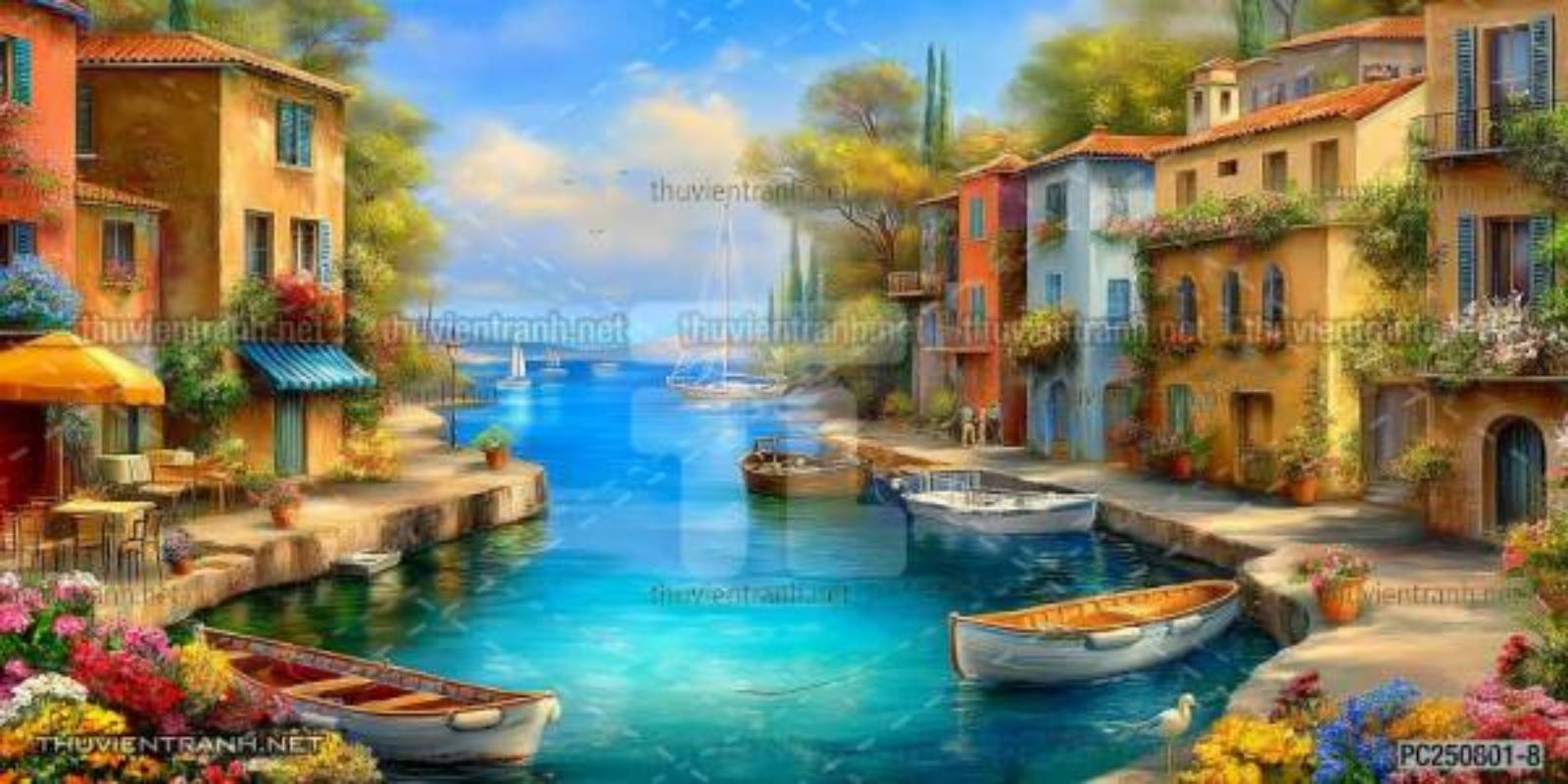 Tranh dán tường phong cảnh nông thôn Châu Âu - Tranh tường chất lượng cao