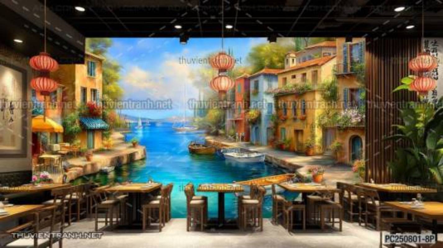 Tranh dán tường phong cảnh nông thôn Châu Âu - Tranh tường chất lượng cao