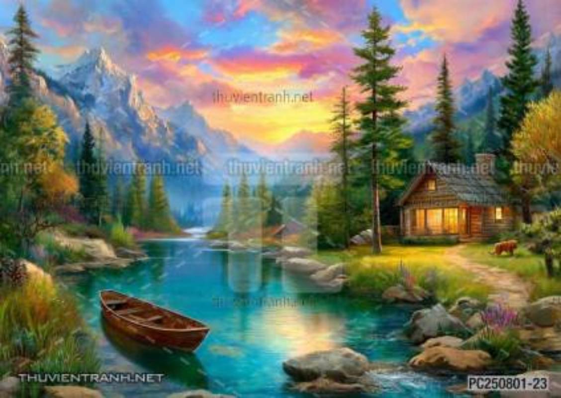 Tranh dán tường phong cảnh nông thôn Châu Âu - Tranh tường chất lượng cao