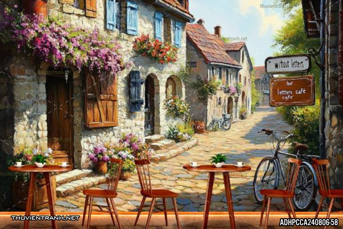 Tranh phong cảnh phố cổ Châu Âu, tranh phong cảnh thành phố ven biển Địa Trung Hải - Tranh tường chất lượng cao