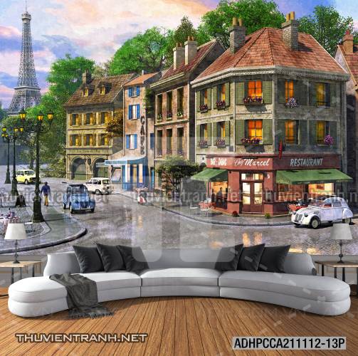 Tranh phong cảnh đường phố Châu Âu - Tranh tường chất lượng cao