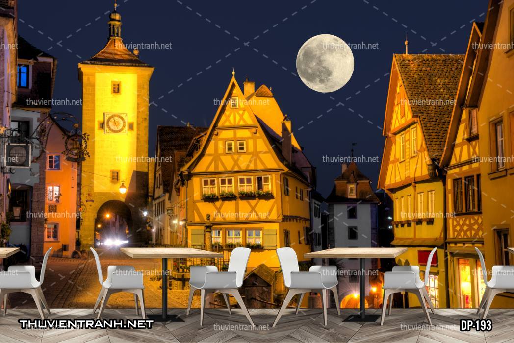 Tranh dán tường 3D phố cổ Châu Âu, đường phố Châu Âu, phong cảnh dãy phố cổ  Châu Âu - Kết quả tìm kiếm tranh tường